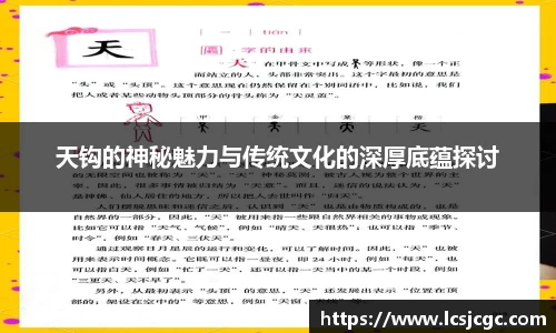 天钩的神秘魅力与传统文化的深厚底蕴探讨